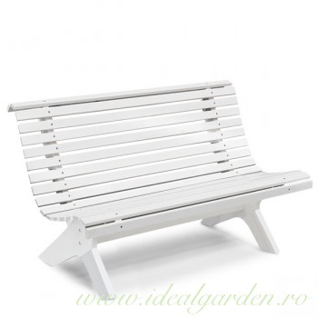 Bancă din lemn de pin nordic - Lund - culoarea albă - 214077 Bancă din lemn de pin nordic - Lund - culoarea albă - 214077