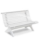 Bancă din lemn de pin nordic - Lund - culoarea albă - 214077 Bancă din lemn de pin nordic - Lund - culoarea albă - 214077