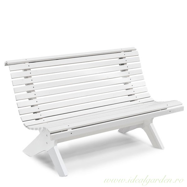 Bancă din lemn de pin nordic - Lund - culoarea albă - 214077 Bancă din lemn de pin nordic - Lund - culoarea albă - 214077